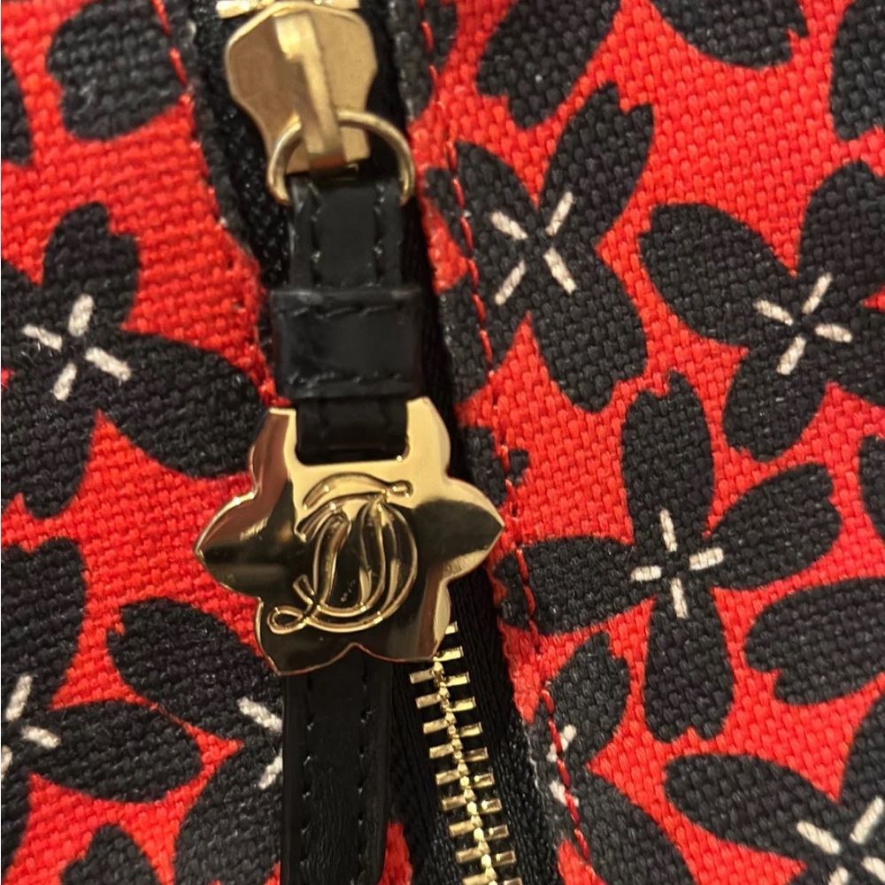 Draper James Red Floral Canvas Travel Duffel with Black Trim - Picture 3 of 9